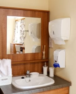 vanity areas, Cedar Lodge Care Home, Award-winning respite, nursing and residential care, Frimley Green, Camberley, Surrey. All-inclusive fees and no deposits.
