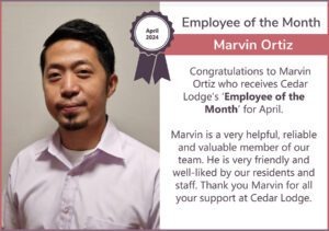 Cedar Lodge Employee of the Month April 2024