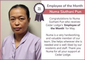 Cedar Lodge Employee of the Month May 2024